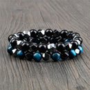 2pcs Irregular Hematite Lava Stone Bracelet Men Fashion 8mm Natural Tiger Eye Beads Couples Bracelets for Women Friends Jewelry