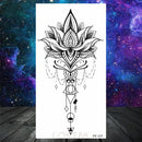 Owl Moth Jewelry Temporary Tattoo For Women Men Mandala Henna Flower Tattoo Mehndi Fake Pendants Geometric Tatoo Chest Back Lace