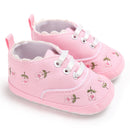 Lioraitiin Baby Infant Girl Soft Sole Crib Toddler Canvas Cute Flower Sneaker Shoes