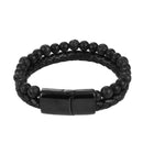 Charm Men Bracelet Rope Stainless Steel Magnetic Natural Stone Leather Beaded Braclet Volcanic Stone bracelet bangles Chain Gift