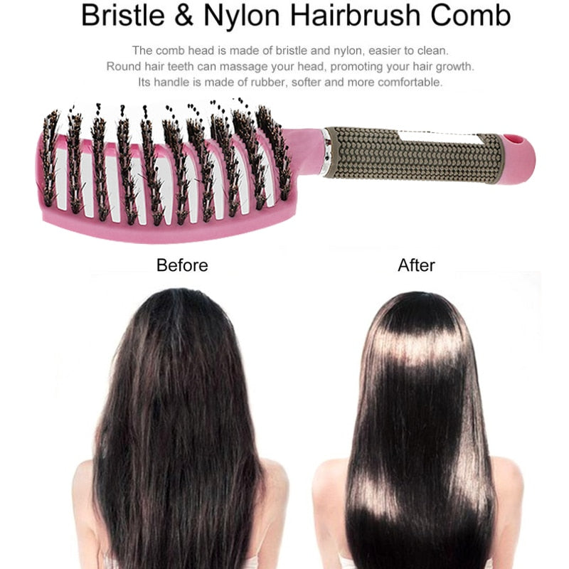 Hair Scalp Massage Comb Bristle Nylon Hairbrush Detangle Women Wet Curly Hair Comb Professional Massage Comb Brush for Salon