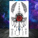 Owl Moth Jewelry Temporary Tattoo For Women Men Mandala Henna Flower Tattoo Mehndi Fake Pendants Geometric Tatoo Chest Back Lace