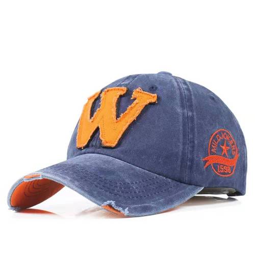 W Letter Baseball Cap Denim Washed Old Men's and Women's Caps with Embroidery Edging Outdoor Spring and Summer Sun Hats