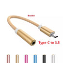 Braided Cable Adapter USB-C Type C To 3.5mm Jack Headphone Cable Audio Aux Cable Adapter for Xiaomi Huawei for Smart Phone