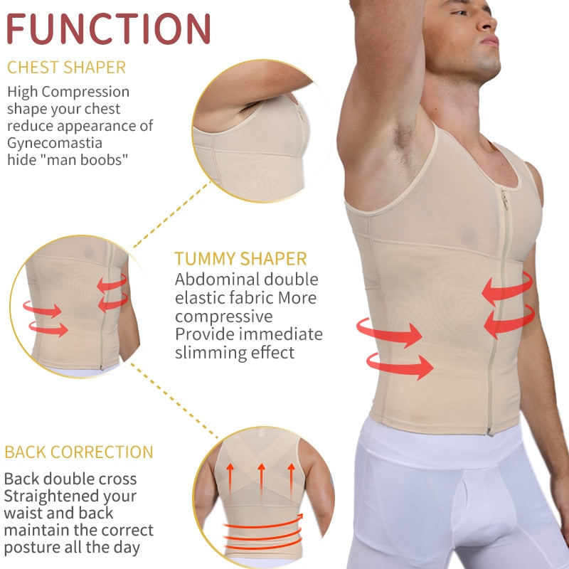 Mens Slimming Body Shaper Gynecomastia Compression Shirts Tummy Control Shapewear Waist Trainer Chest Abs Slim Vest Male Corset