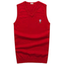 100% Cotton High Quality Mens Slim V-Neck Knitted Vest Casual Sleeveless Mens Sweaters Brand Male Tops M-3XL P8501
