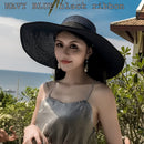 K60 Women Hat Beach Big Brim Straw Seaside Sun Hat Travel Women Panama Sun Protection Felt hat UPF 50+ Sun Visor