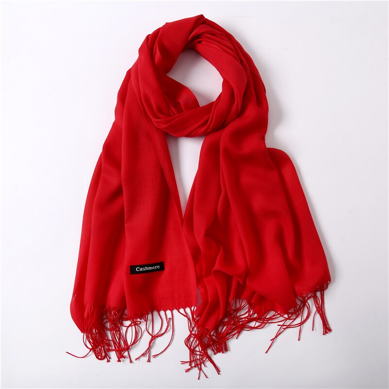 Solid Color Soft Women Scarf Cashmere-like Scarves Lady Thin Shawls Wraps Pashmina Femal Hijab Headband