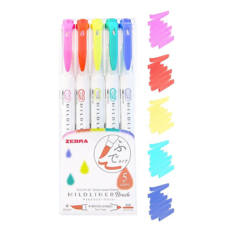 5/15/25color Set MildLiner Soft Brush Pen Double-headed Mild liner Highlighter Marker Pen School Supplies