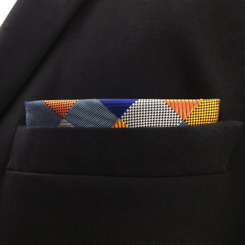 S17 Checked Multicolor Ties for Men Pocket Square Set Gift Party Necktie Silk 63&quot; 6cm  Extra Long Wedding