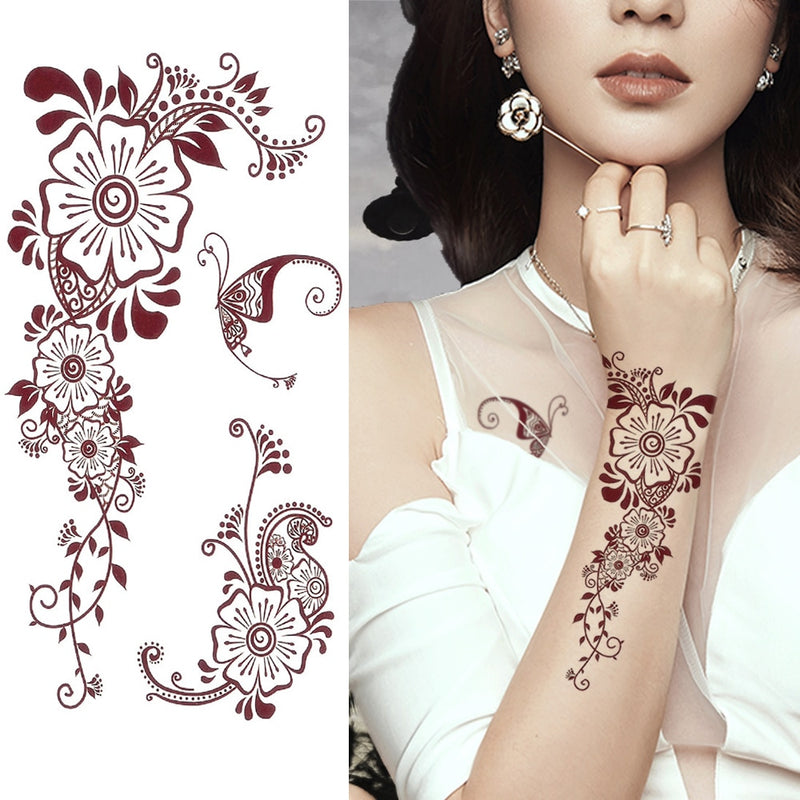 Fashion Mandala Flower Fake Tattoo Stickers For Women Adults Geometry Totem Temporary Tattoos DIY Party Waterproof Tattos Leaves