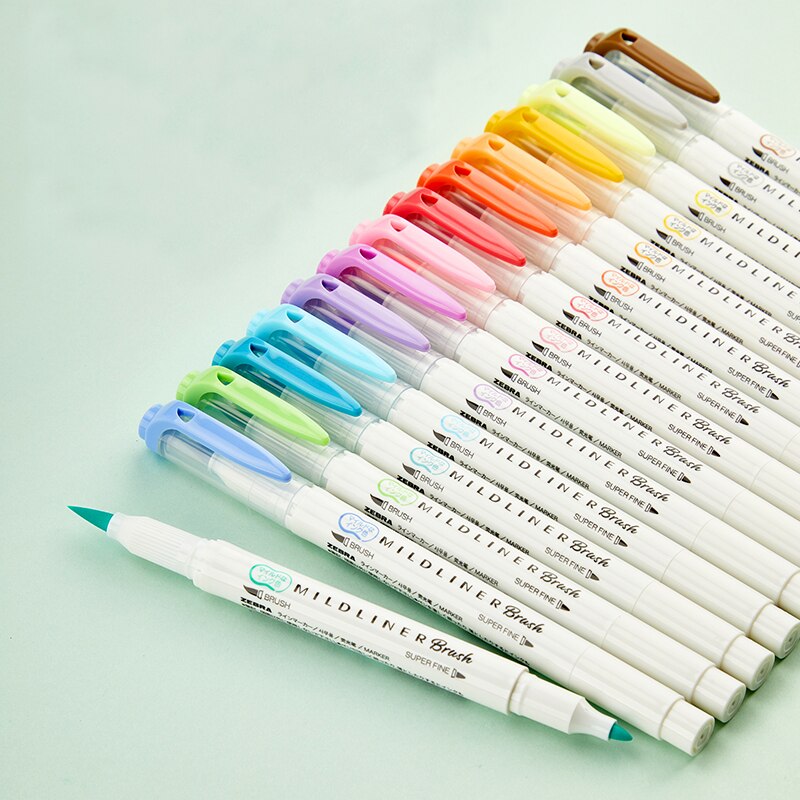 5/15/25color Set MildLiner Soft Brush Pen Double-headed Mild liner Highlighter Marker Pen School Supplies