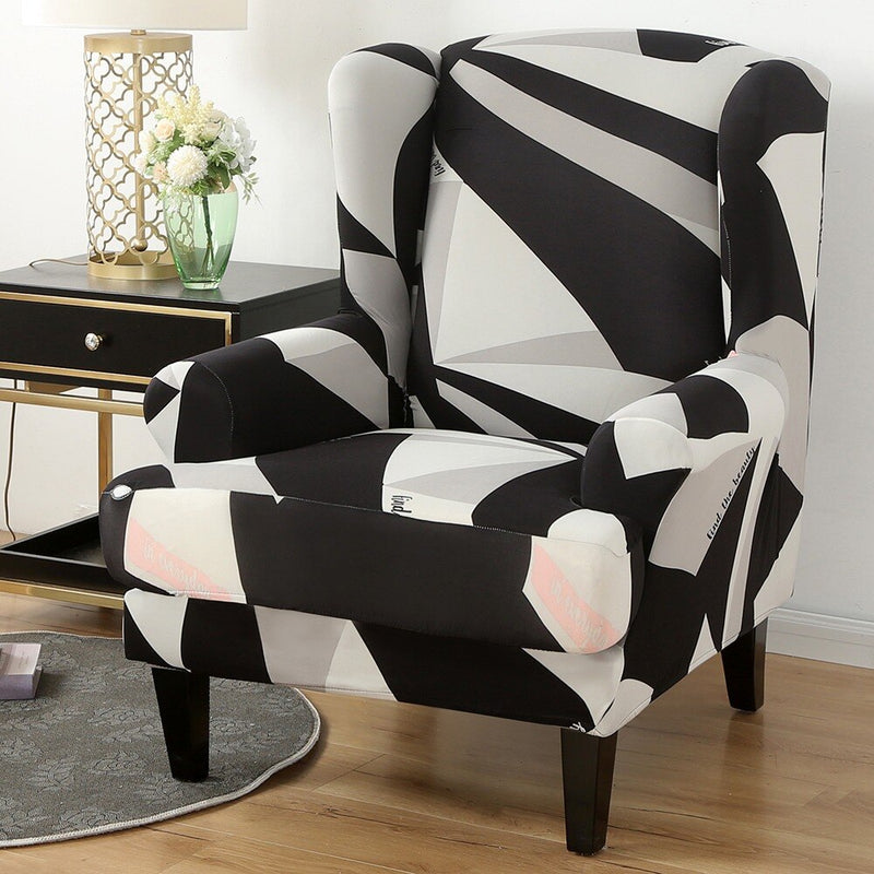 Urijk Waterproof Sloping Arm King Back Chair Cover Elastic Armchair Wingback Wing Sofa Back Chair Cover Stretch Protector