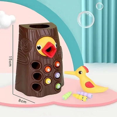 Montessori Toy Toddler Magnetic Woodpecker Catching Worms and Feeding Game Toys Set Fine Motor Skill Preschool Toys For Children