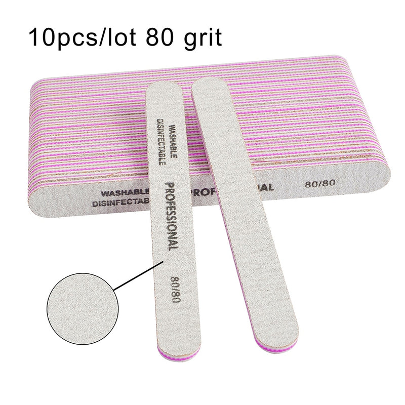 3/5/10Pcs Professional Nail File 80 100 180 Grit Unhas De Gel Nail Files Sandpaper Moon Style Acrylic Nail File Art Tools