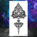 Owl Moth Jewelry Temporary Tattoo For Women Men Mandala Henna Flower Tattoo Mehndi Fake Pendants Geometric Tatoo Chest Back Lace