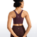 CRZ YOGA Women High Neck Longline Sports Bra - Padded Racerback Yoga Bra Crop Tank Top with Built in Shelf Bra