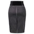 Women Pinstripe skirts High Waist Belt Hips-wrapped knee vintage slim elegant office lady business work Bodycon Pencil Skirt NEW