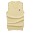 100% Cotton High Quality Mens Slim V-Neck Knitted Vest Casual Sleeveless Mens Sweaters Brand Male Tops M-3XL P8501