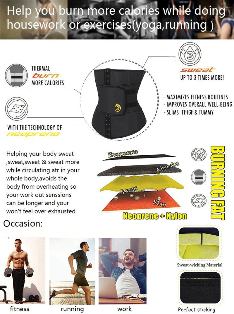 NINGMI Slimming Waist Trainer Body Shaper Men Sports Top Neoprene Sana  Strap Shapewear Waist Cincher Modeling Belt Girdle Corset
