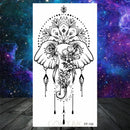 Owl Moth Jewelry Temporary Tattoo For Women Men Mandala Henna Flower Tattoo Mehndi Fake Pendants Geometric Tatoo Chest Back Lace