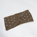 New Pearl Knitted Cross Headbands For Women Girls Handmade Hair Accessories Autumn Winter Headwear Ear Warmer Elastic Hair band