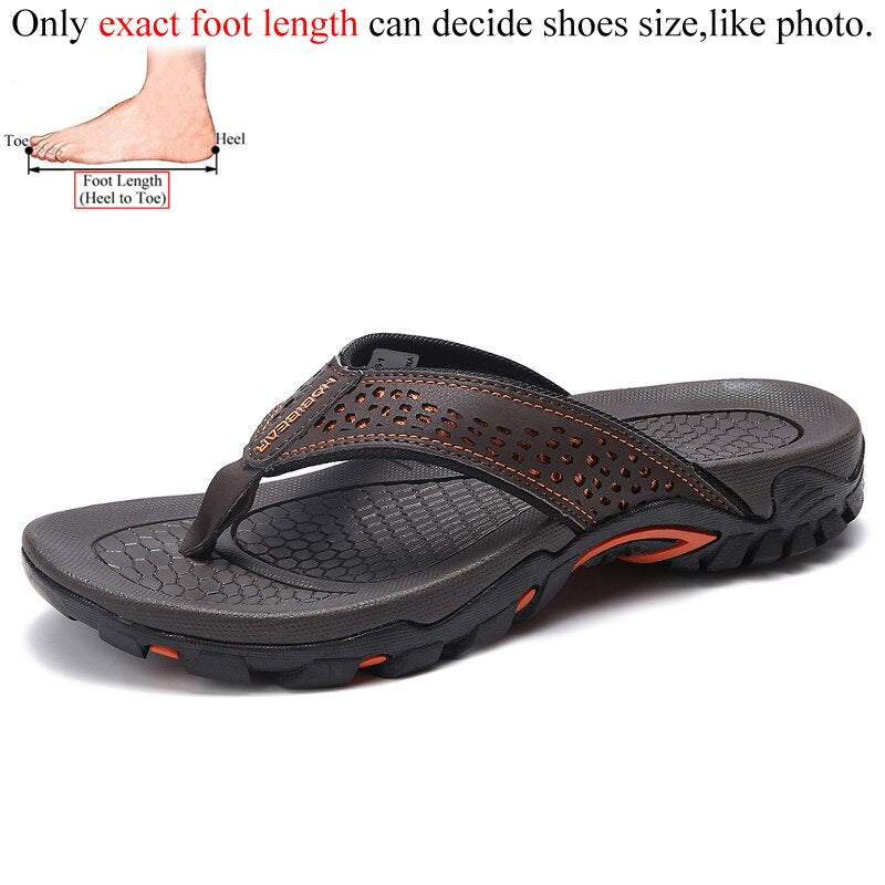 Men's PU Leather Slippers Outdoor Flip Flops Men Slipper Casual Chanclas Hombre Flip Flop News Flat Shoes Flipflops