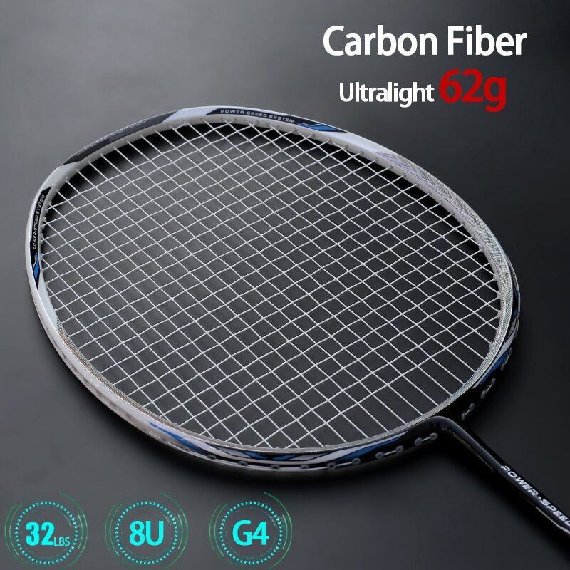 8u Racket Ultra Light 8U 62g Carbon Fiber Badminton Rackets Professional Offensi