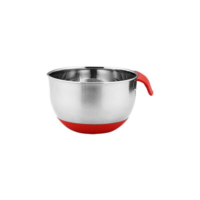 Stainless Steel Salad Mixing Bowl with Scale Non-Slip Silicone Lid Base Egg Beater Fruit Bowls Food Container Kitchen Utensils