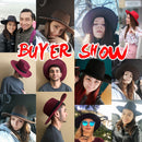 WELROG Black Red Fedora Hats For Women Imitation Wool Fedoras Panama Felt Hat Men Jazz Hats Trilby Chapeau Femme Caps
