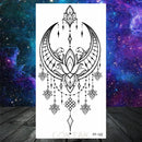 Owl Moth Jewelry Temporary Tattoo For Women Men Mandala Henna Flower Tattoo Mehndi Fake Pendants Geometric Tatoo Chest Back Lace
