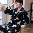 Lovers Coral Fleece Robe Warm Sleepwear Women Men Thicken Flannel Bathrobe Lounge Nightgown Home Clothes Bigsize