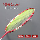 Full Carbon Fiber Lightest 10U 52g Badminton Racket Strung Max Tension 30LBS Professional Rackets With Bags Strings Racquet