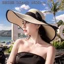 K60 Women Hat Beach Big Brim Straw Seaside Sun Hat Travel Women Panama Sun Protection Felt hat UPF 50+ Sun Visor