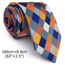 S17 Checked Multicolor Ties for Men Pocket Square Set Gift Party Necktie Silk 63&quot; 6cm  Extra Long Wedding