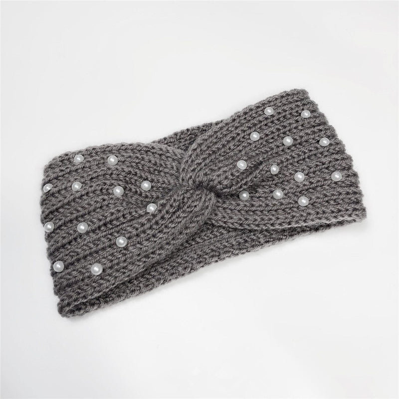 New Pearl Knitted Cross Headbands For Women Girls Handmade Hair Accessories Autumn Winter Headwear Ear Warmer Elastic Hair band