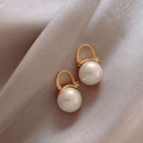 New Fashion Korean Oversized White Pearl Drop Earrings for Women Bohemian Golden Round Zircon Wedding Earrings Jewelry Gift