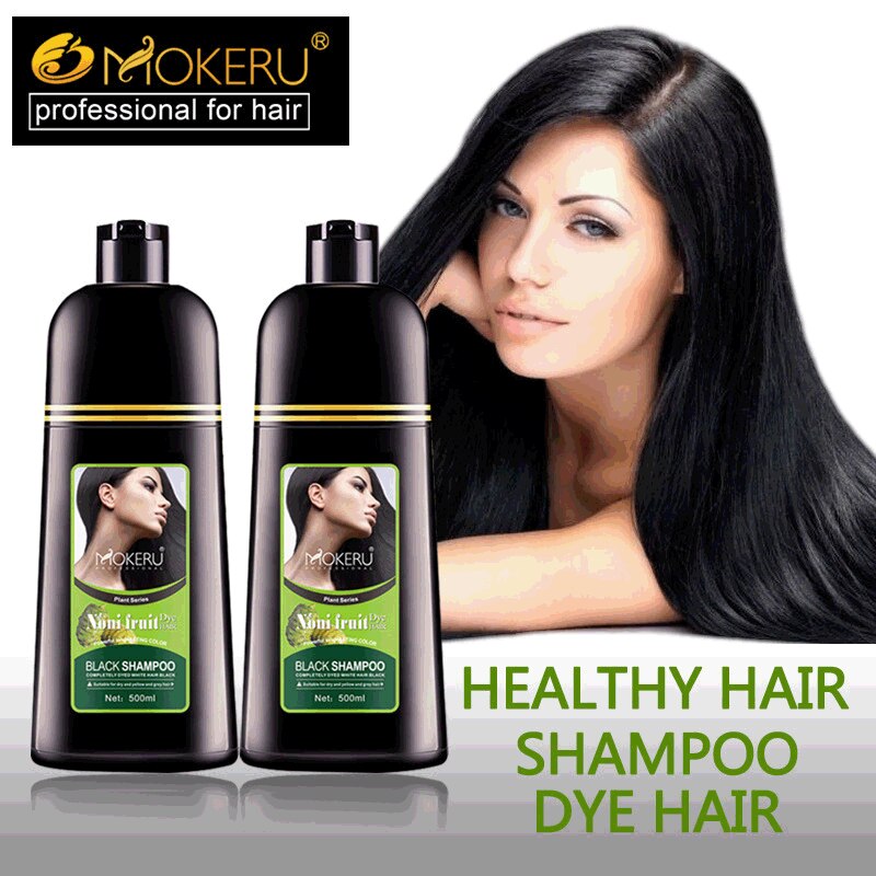 2PCS/Lot Mokeru Noni Herbal Black Hair Dye Shampoo Hair For Women Men Magic Fast Permanent Black Color Hair Dying Shampoo