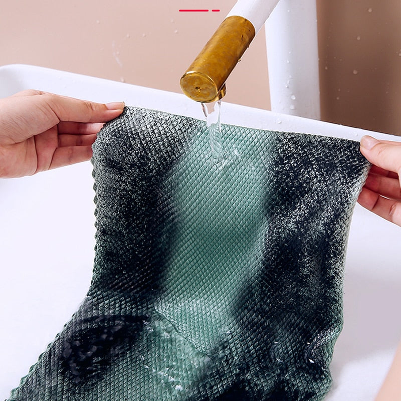 5/10Pcs Fish Scale Towel for Kitchen Anti-Grease Wiping Rags Tableware Glass Wipe Cloth Household Cleaning Cloths