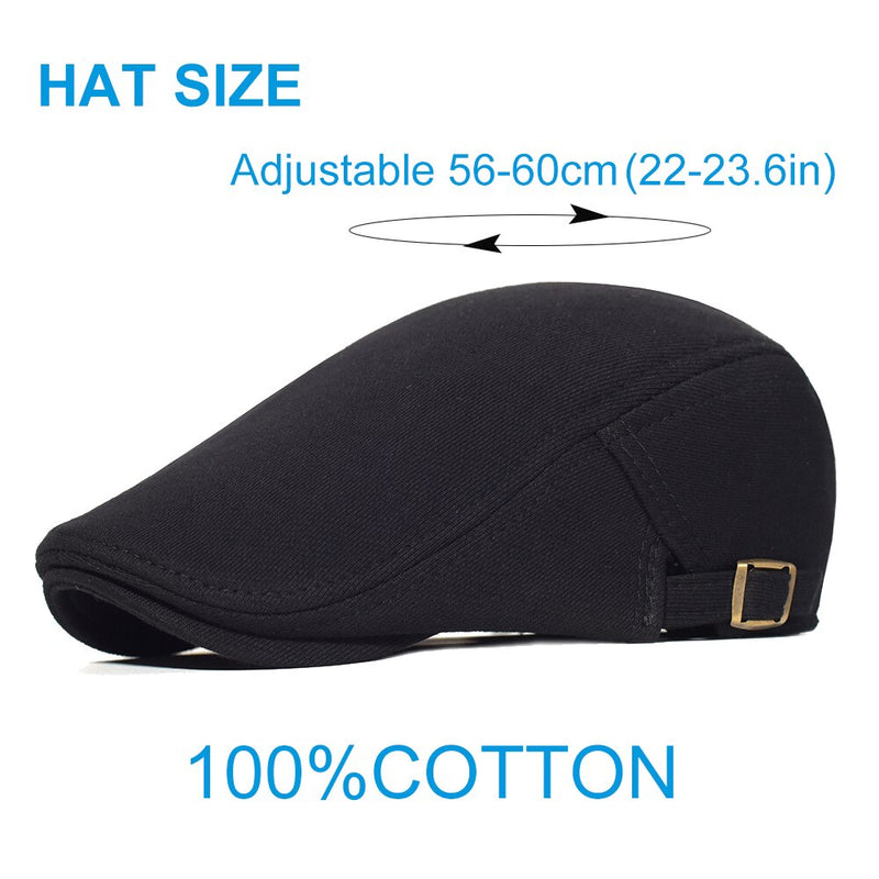 Cotton Adjustable Newsboy Caps Men Woman Casual Beret Flat Ivy Cap Soft Solid Color Driving Cabbie Hat Unisex Black Gray Hats
