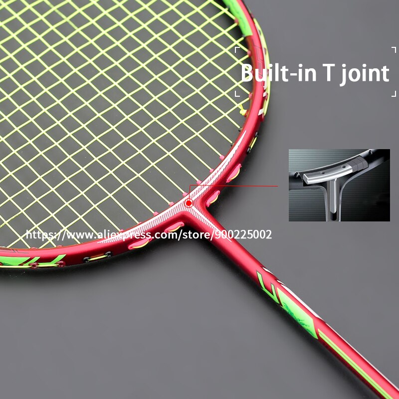 Full Carbon Fiber Lightest 10U 52g Badminton Racket Strung Max Tension 30LBS Professional Rackets With Bags Strings Racquet