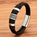 XQNI Woven Leather Rope Wrap Special Style Classic Stainless Steel Men&