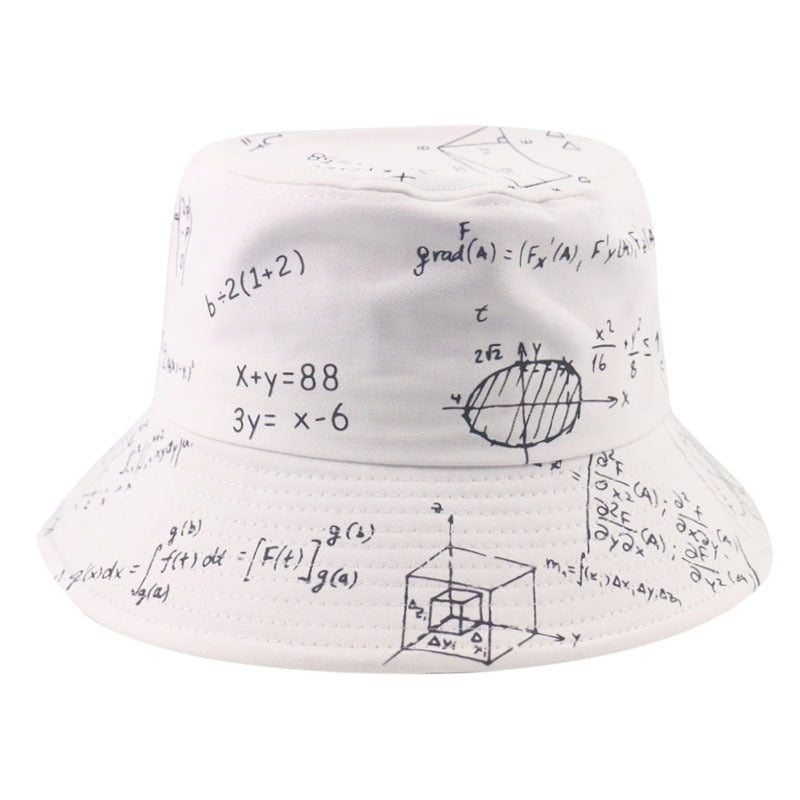 FOXMOTHER New Panama Black White Letter Mathematics Function Print Fisherman Fishing Caps Bucket Hats Gorros