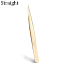 Stainless Steel Eyelashes Tweezers Professional For Lashes Extension Gold Decor Anti-static Eyebrow Tweezers Eyelash Extension