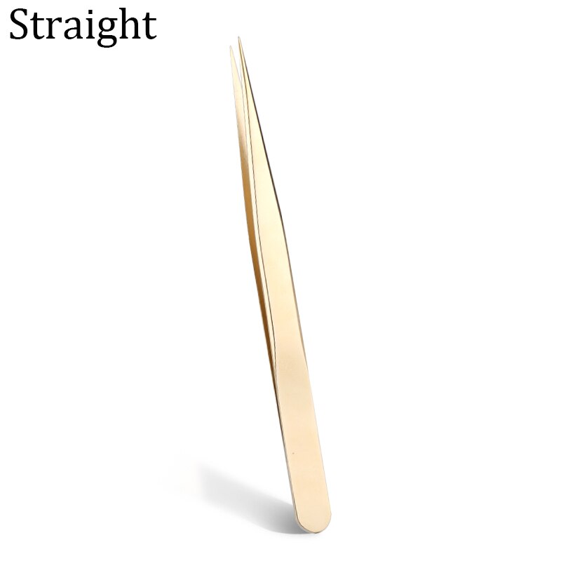 Stainless Steel Eyelashes Tweezers Professional For Lashes Extension Gold Decor Anti-static Eyebrow Tweezers Eyelash Extension