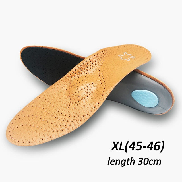 VAIPCOW Orthopedic Insole For Flat Feet Arch Support PU Leather Latex Orthotic Insoles For Feet suitable men women Shoes Sole