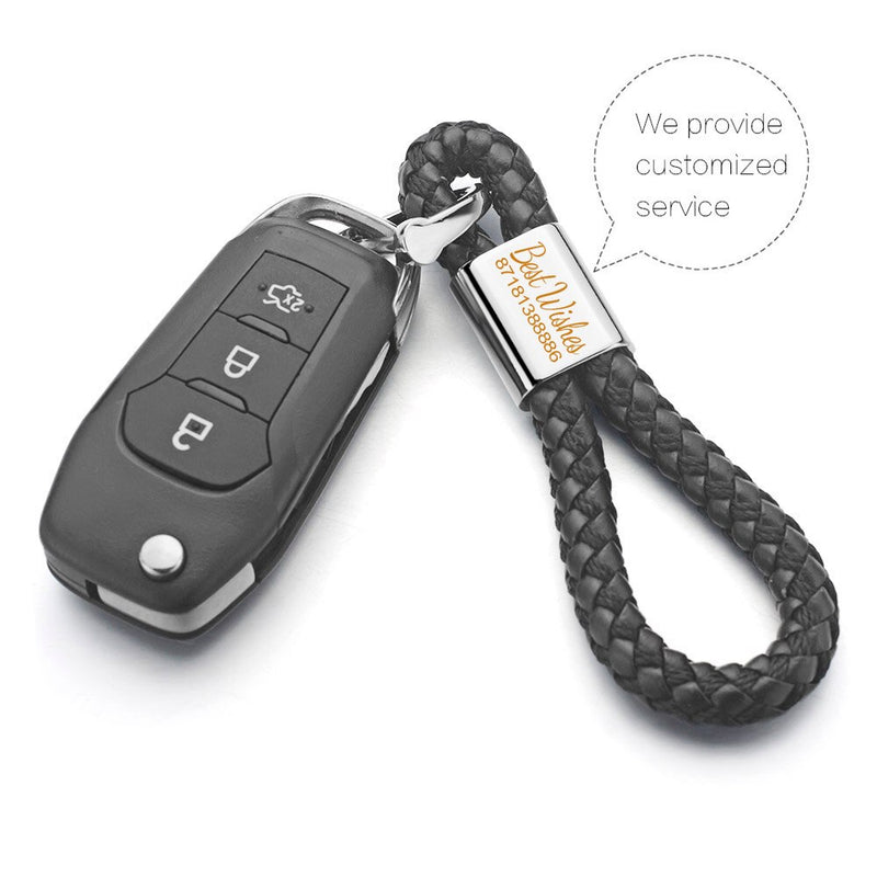 Dalaful Custom Lettering Keychains Woven Leather Detachable Keyrings C
