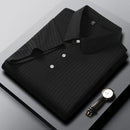 New Men's Casual Fashion Striped Short Sleeved Collar Polo Shirt Breathable and Comfortable Summer Versatile T-shirt