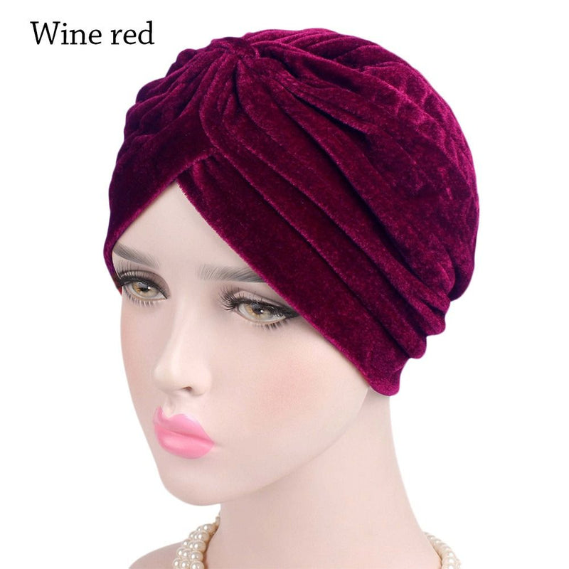 Women Shine Silver Gold Knot Twist Turban Headbands Cap Autumn Winter Warm Headwear Casual Streetwear Female Muslim Indian Hats