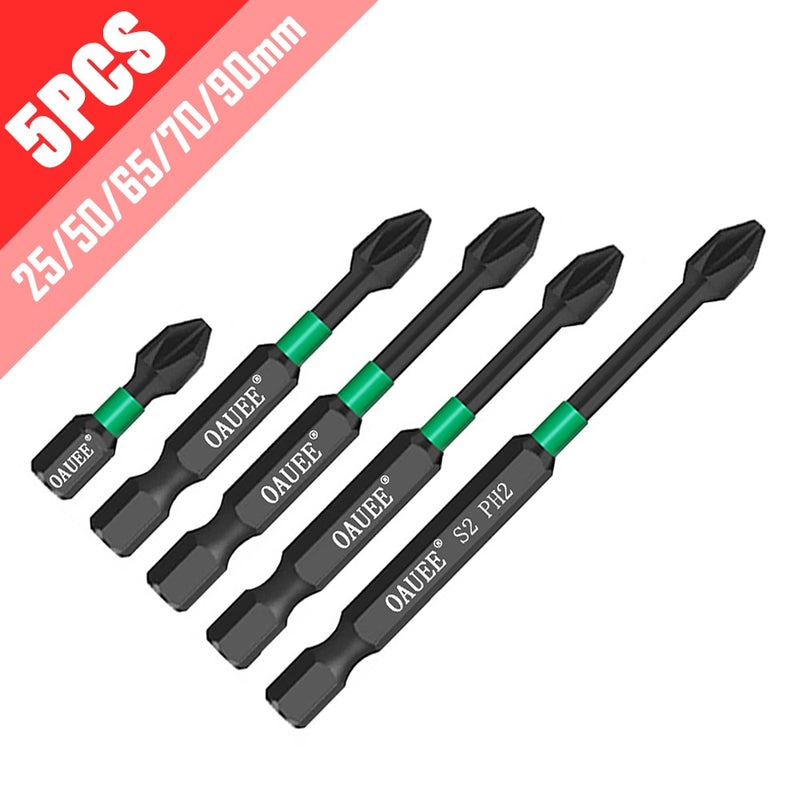 4/5/6pcs Magnetic Batch Head Impact Strong Cross PH2 High Hardness Screwdriver Bits 60/70/90mm Anti Non-slip WaterProof Bits